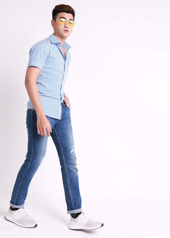 Áo sơ mi cộc tay caro