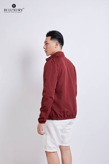 Áo gió 1 lớp màu đỏ mận
