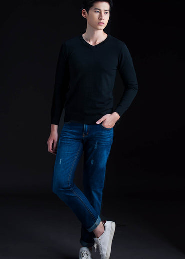 Áo len trơn cổ tim